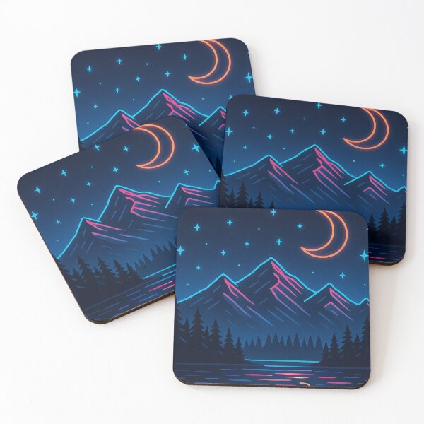 Item preview, Neon Moon Mountain Nightscape designed and sold by GolabMagic.