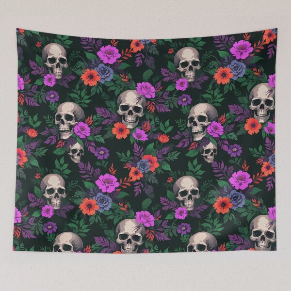 Item preview, Dark Floral Skull Pattern with Contrast designed and sold by quickkdesign.