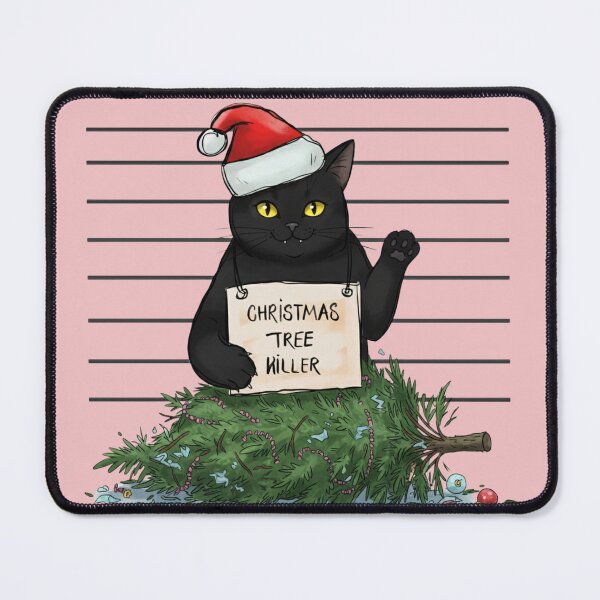 Item preview, Christmas Tree Killer Cat – Black Cat with Destroyed Tree designed and sold by ChaseLOLA.
