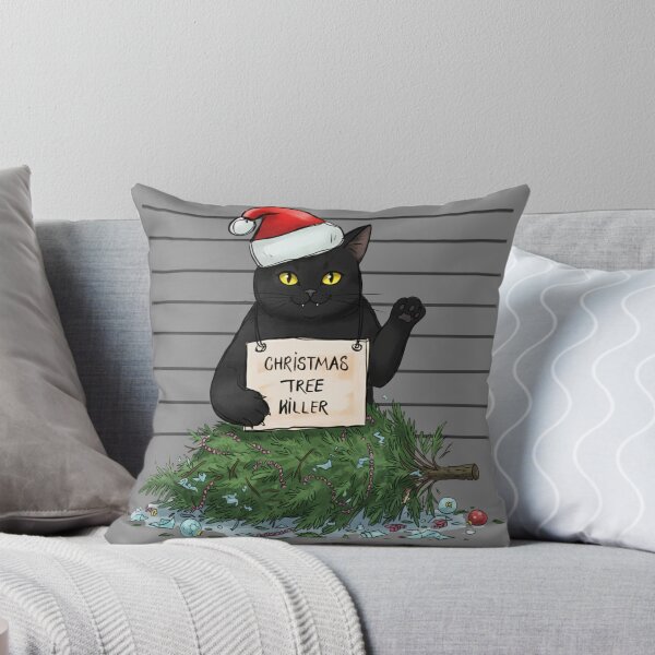 Item preview, Christmas Tree Killer Cat – Black Cat with Destroyed Tree designed and sold by ChaseLOLA.