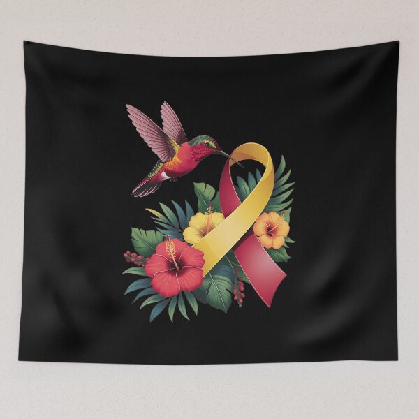 Item preview, Red Yellow Ribbon World Hepatitis Awareness Hummingbird designed and sold by RayArmstrong.