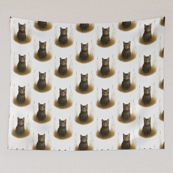 Item preview, Tabby Cat Hiding in Wild Grass designed and sold by kimkosovo.