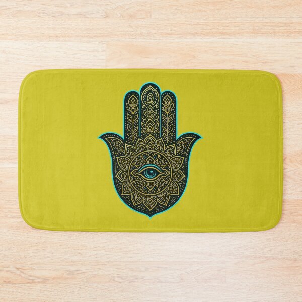 Item preview, Hamsa Hand Protection Mandala – Spiritual Neon Turquoise Gold Art designed and sold by Dezpro.