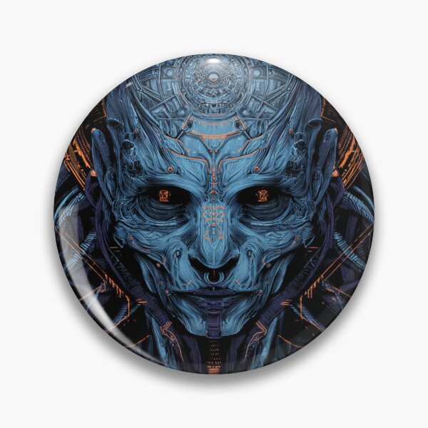 Item preview, Cybernetic Oracle – Neon Blue Tech Skull designed and sold by DarkSpaceVibes.
