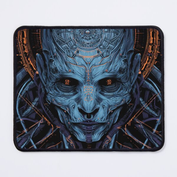 Item preview, Cybernetic Oracle – Neon Blue Tech Skull designed and sold by DarkSpaceVibes.