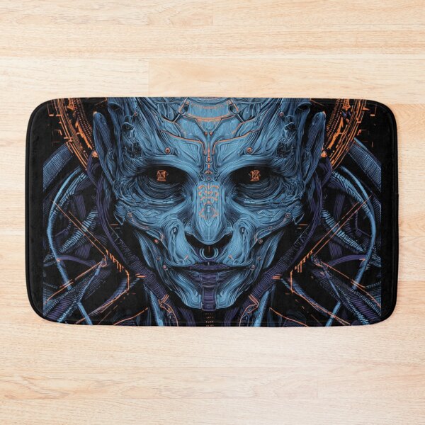 Item preview, Cybernetic Oracle – Neon Blue Tech Skull designed and sold by DarkSpaceVibes.