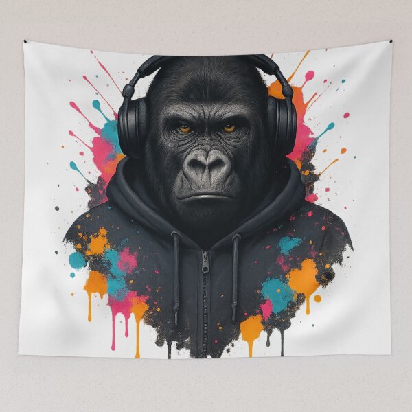 Item preview, Urban Gorilla – Gorilla with Headphones & Hoodie (Graffiti Drip Art) designed and sold by thtCMRAguy.