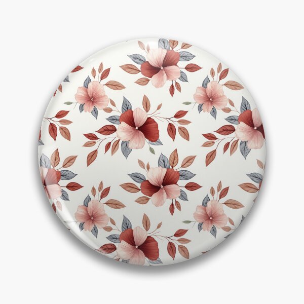 Item preview, The image features a repeating floral pattern with blush and maroon flowers accented by leaves in muted shades of brown and grey, set against a clean, white backdrop. designed and sold by rujlaphusstudio.