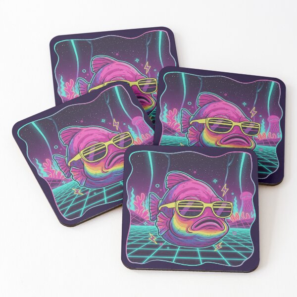 Item preview, Neon Vaporwave Fish with Sunglasses — Retro Synthwave Aesthetic designed and sold by MerchYouSearch.