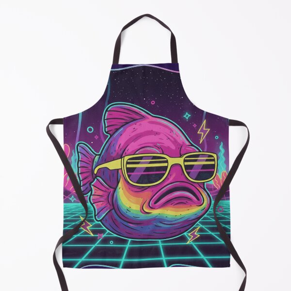 Item preview, Neon Vaporwave Fish with Sunglasses — Retro Synthwave Aesthetic designed and sold by MerchYouSearch.