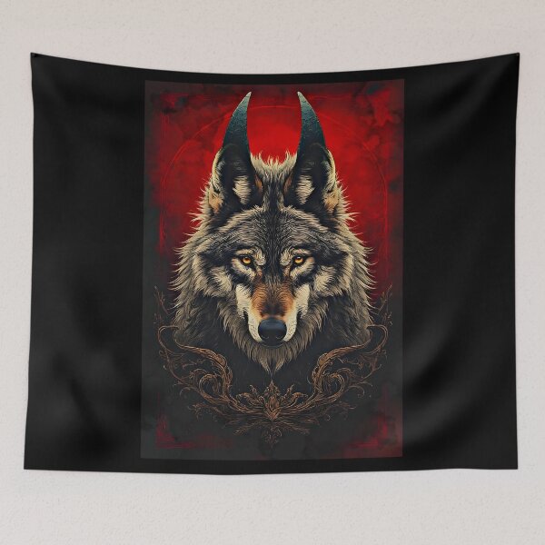 Item preview, Arcane Wolf Monarch – Red Fantasy Crest designed and sold by Neer arts.