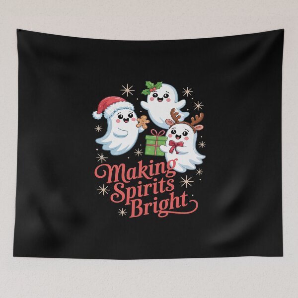 Item preview, Ghost Christmas Xmas Ghosts Making Spirit Bright  designed and sold by MicanCuteStore.
