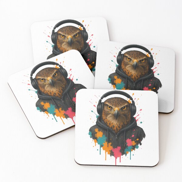 Item preview, Urban Hawk – Fierce Hawk in Hoodie & Headphones (Graffiti Drip Art) designed and sold by thtCMRAguy.