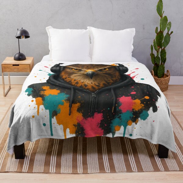 Item preview, Urban Hawk – Fierce Hawk in Hoodie & Headphones (Graffiti Drip Art) designed and sold by thtCMRAguy.