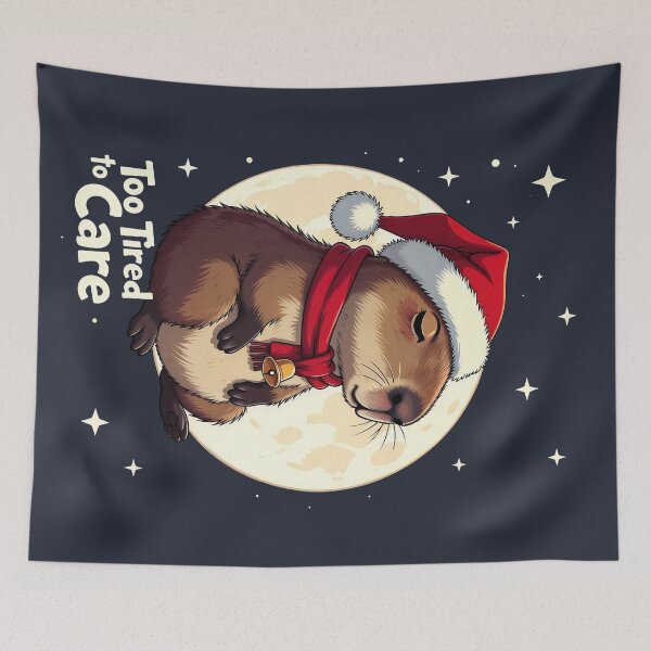 Item preview, Too Tired To Care Funny Christmas Capybara designed and sold by SolaoLab.