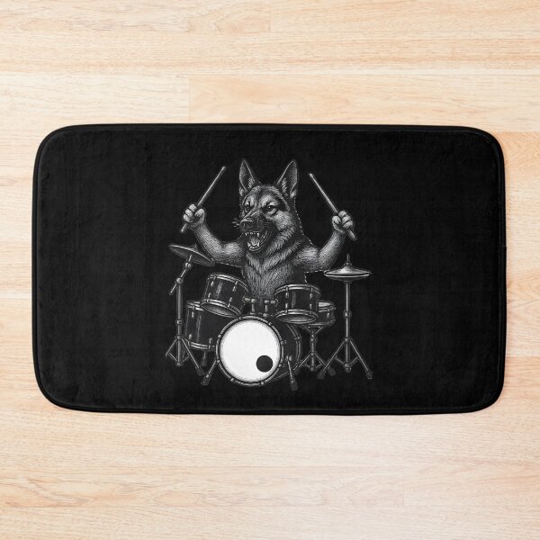 Item preview, Rock German Shepherd Drummer — Edgy Metal Dog on Drums designed and sold by Natsey.