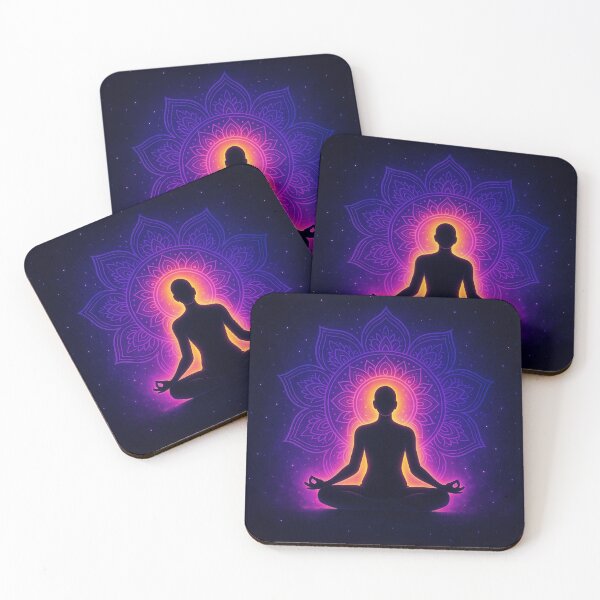 Item preview, Meditating Silhouette – Aura Glow | Spiritual Cosmic Mandala Art designed and sold by Dezpro.