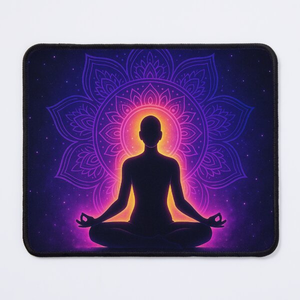 Item preview, Meditating Silhouette – Aura Glow | Spiritual Cosmic Mandala Art designed and sold by Dezpro.