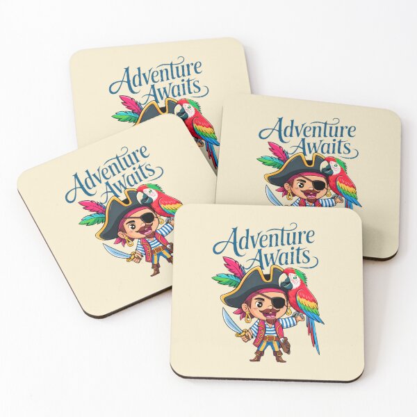 Item preview, Adventure Awaits – Cute Pirate & Parrot Duo designed and sold by MYTHIC PEEL STICKERS.
