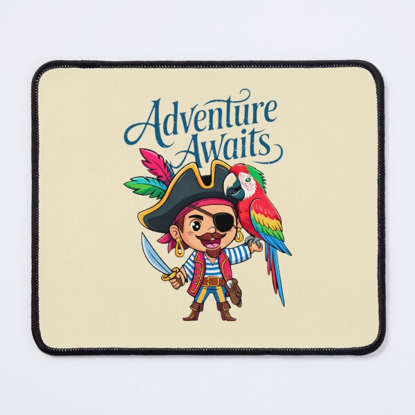 Item preview, Adventure Awaits – Cute Pirate & Parrot Duo designed and sold by MYTHIC PEEL STICKERS.