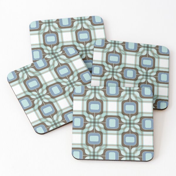 Item preview, Orbit Check - Powder Blue Umber /O large repeat designed and sold by Carina Parry Studios.