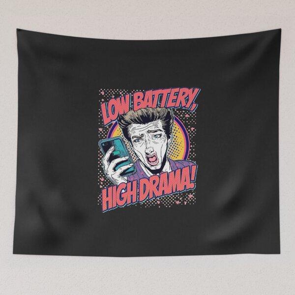 Item preview, Low Battery High Drama - Funny Retro Comic designed and sold by ConfuseLab Shop.