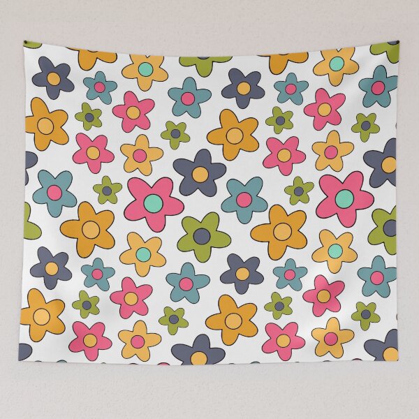 Item preview, Playful Retro Floral Pattern on White designed and sold by quickkdesign.