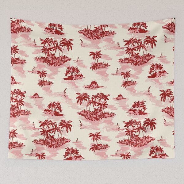 Item preview, Vintage Tropical Island Pattern in Red designed and sold by quickkdesign.