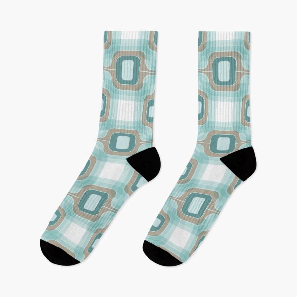 Item preview, Orbit Check - Pearl Aqua Tan /A large repeat designed and sold by Carina Parry Studios.