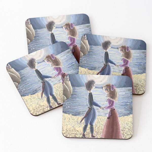 Item preview, Moonlit Lovers by the Sea – Romantic Fantasy Art designed and sold by valyaart.