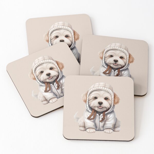Item preview, Coton de Tulear Pup in Cozy White Hooded Coat designed and sold by QuietBloom80.