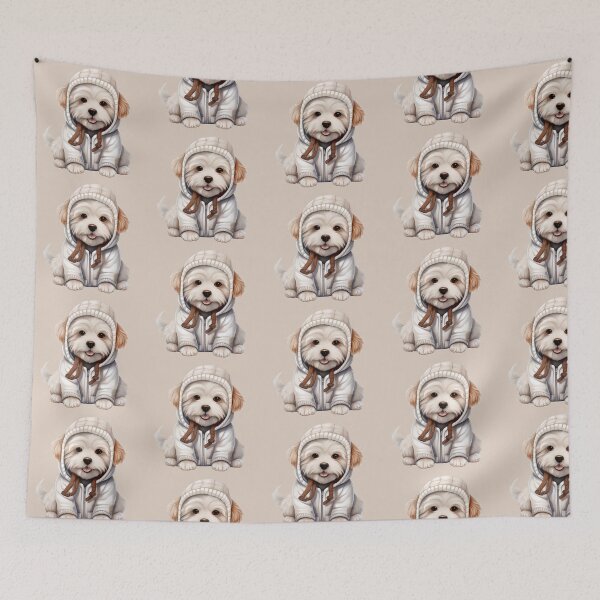 Item preview, Coton de Tulear Pup in Cozy White Hooded Coat designed and sold by QuietBloom80.