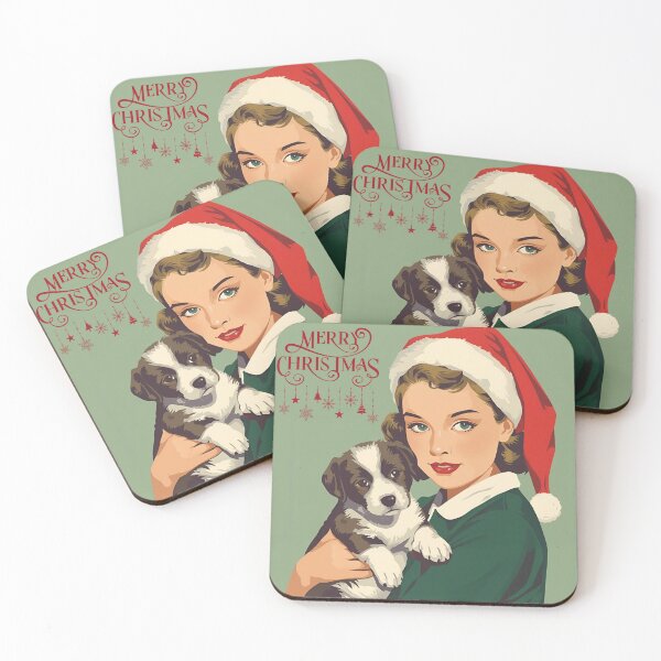 Item preview,  Cute Retro Christmas Girl with Puppy Merry Christmas Vintage Hat designed and sold by Vintage City.