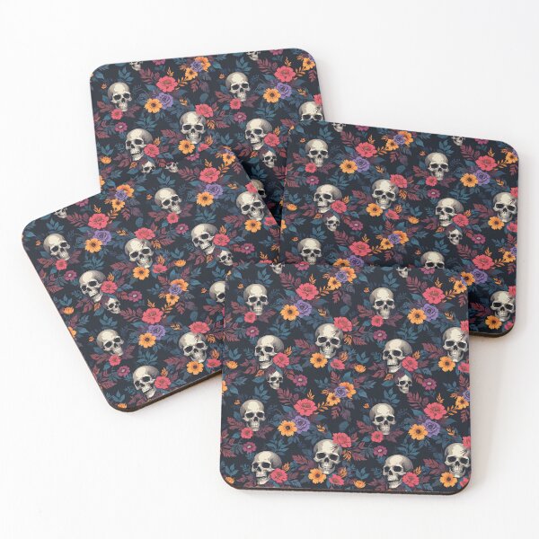 Item preview, Dark Floral Skull Pattern with Contrast designed and sold by quickkdesign.