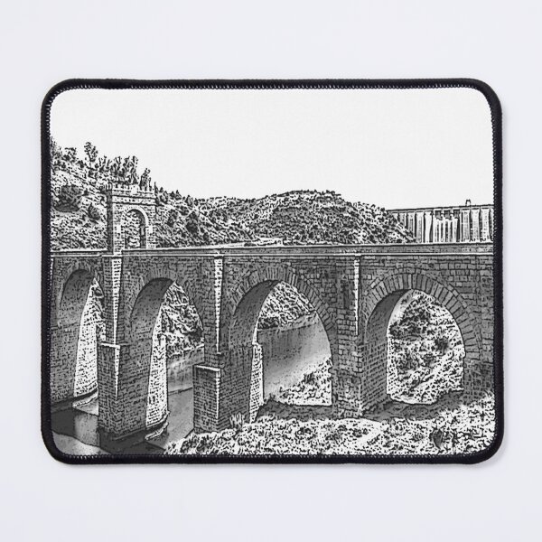 Item preview, Cáceres. Roman bridge of Alcántara. Extremadura, Spain. Souvenir of the Alcántara Bridge. Black and white drawing. designed and sold by Rebeldía Pura.