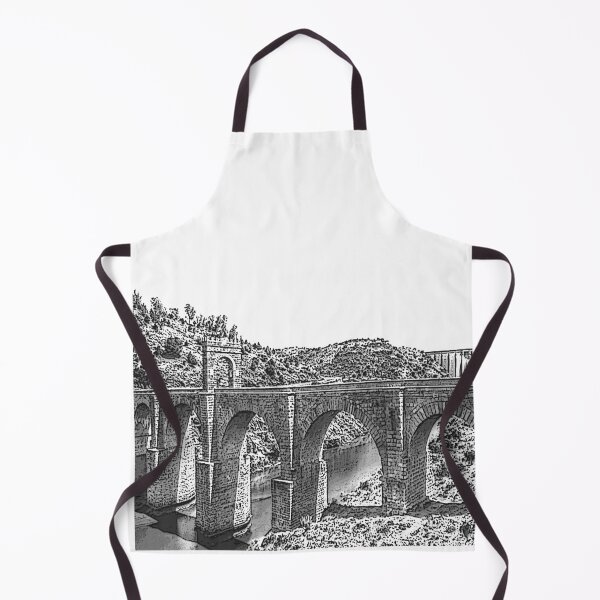 Item preview, Cáceres. Roman bridge of Alcántara. Extremadura, Spain. Souvenir of the Alcántara Bridge. Black and white drawing. designed and sold by Rebeldía Pura.