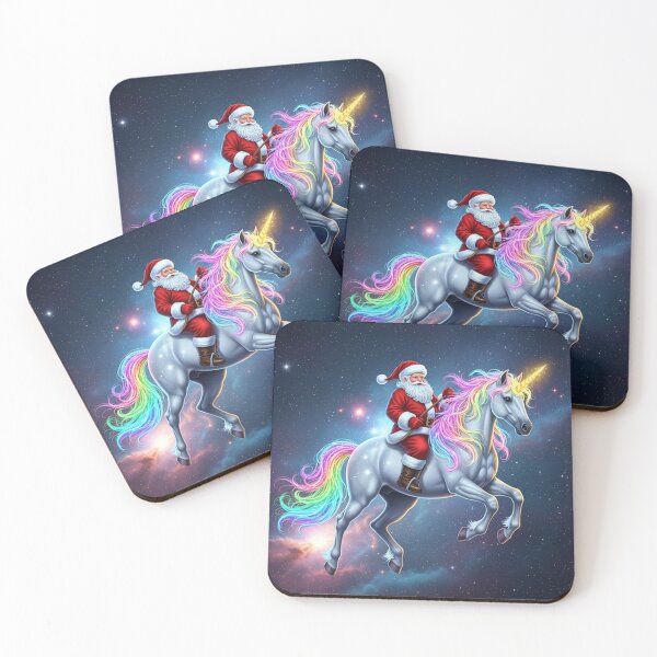 Item preview, Cosmic Christmas Magic – Santa Riding a Luminous Unicorn Through a Starry Fantasy Sky designed and sold by PixelVibe782.
