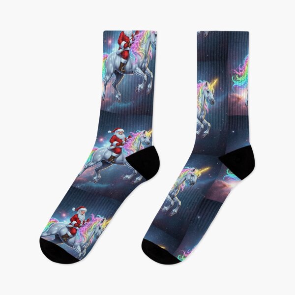 Item preview, Cosmic Christmas Magic – Santa Riding a Luminous Unicorn Through a Starry Fantasy Sky designed and sold by PixelVibe782.