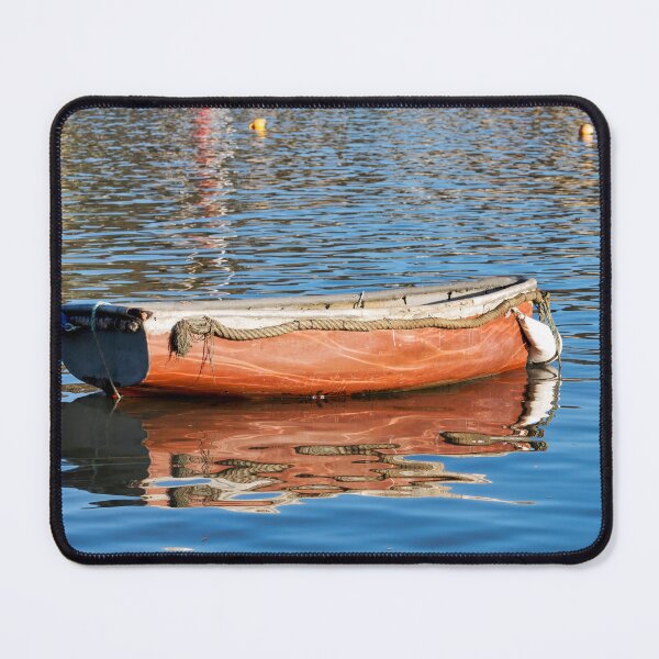Item preview, Skiff Rowboat Reflected in Calm Harbour Waters designed and sold by Dorset Girl.