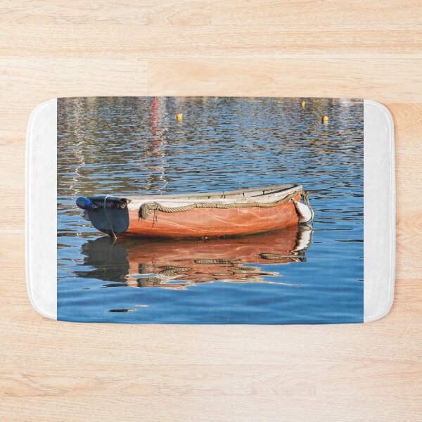 Item preview, Skiff Rowboat Reflected in Calm Harbour Waters designed and sold by Dorset Girl.