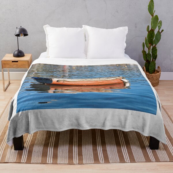 Item preview, Skiff Rowboat Reflected in Calm Harbour Waters designed and sold by Dorset Girl.