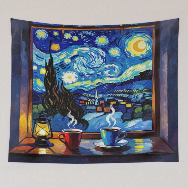 Item preview, Starry Night & Cozy Cups - Van Gogh vibes meet warm light and autumnal tranquility designed and sold by FotoworldEdel.