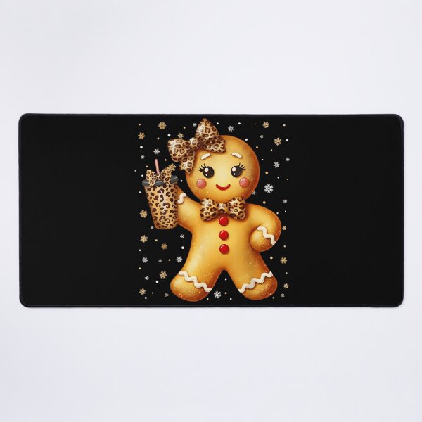 Item preview, Cute Gingerbread Girl Leopard Print Bows and Coffee Cup Christmas Holiday designed and sold by DuneHaicna.