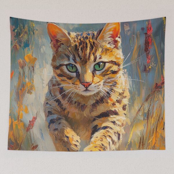 Item preview, Feline Flight in a Forest of Fire - Leaping Bengal Cat in Motion designed and sold by CuongArtLab.