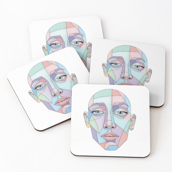 Item preview, Surreal Geometric Head Sticker | Abstract Pastel AI Art Expression designed and sold by MemoriaWear.