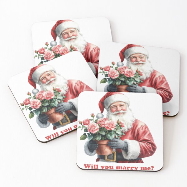 Item preview, Santa with Rose Pot – Holiday Proposal Art designed and sold by Litely.