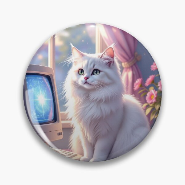 Item preview, Retro Cat & Pixel Glow - Cozy vibes, Vintage Tech & Whimsical Pastel Room designed and sold by FotoworldEdel.