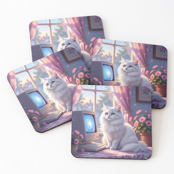 Item preview, Retro Cat & Pixel Glow - Cozy vibes, Vintage Tech & Whimsical Pastel Room designed and sold by FotoworldEdel.