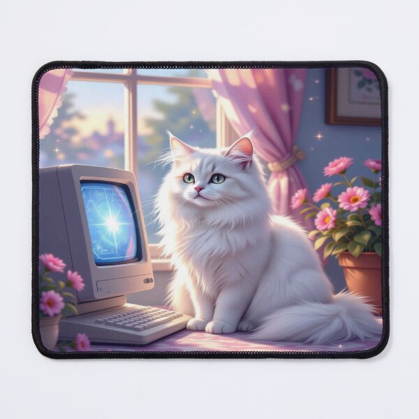 Item preview, Retro Cat & Pixel Glow - Cozy vibes, Vintage Tech & Whimsical Pastel Room designed and sold by FotoworldEdel.