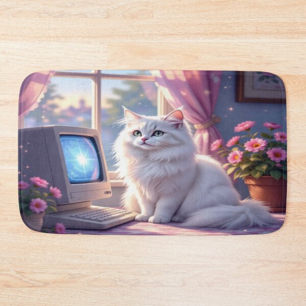 Item preview, Retro Cat & Pixel Glow - Cozy vibes, Vintage Tech & Whimsical Pastel Room designed and sold by FotoworldEdel.